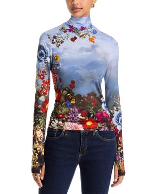 Alice and Olivia Delaina Thumb Hole Turtleneck Top