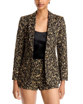 Alice and Olivia Macey Metallic Jacquard Single Button Blazer