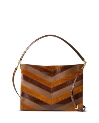 Veronica Beard Chevron Leather & Suede Shoulder Bag