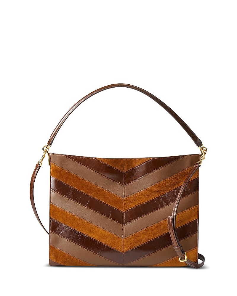 Veronica Beard Chevron Leather & Suede Shoulder Bag · OS