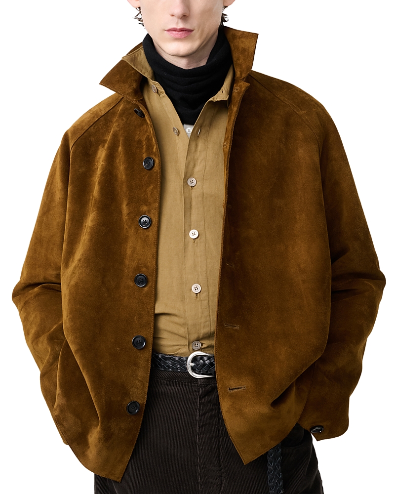 Studio Nicholson Mustard Suede Leather Button Overshirt