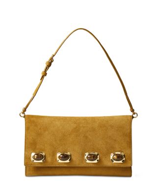 Stone Embellished Suede Crossbody Bag