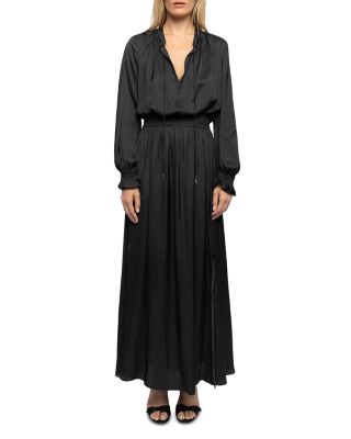 Zadig & Voltaire Rayado Satin Smocked Maxi Dress