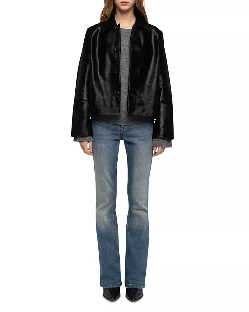 Zadig & Voltaire Lessa Pony Effect Leather Jacket