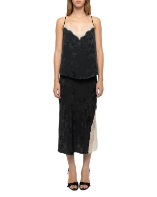 Jayla Silk Jacquard Lace Trim Skirt