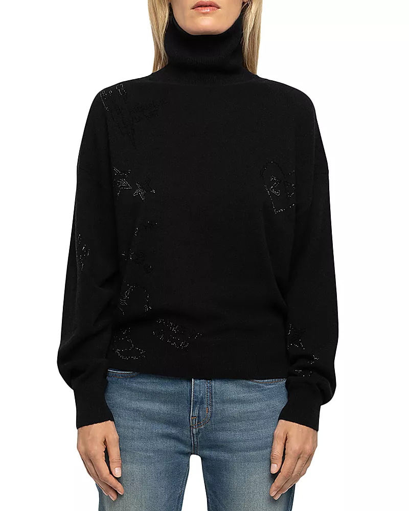 Zadig & Voltaire Souly Cashmere Embellished Turtleneck Sweater