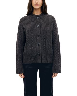 Rafa Merino Wool Ribbed & Cable Knit Cardigan