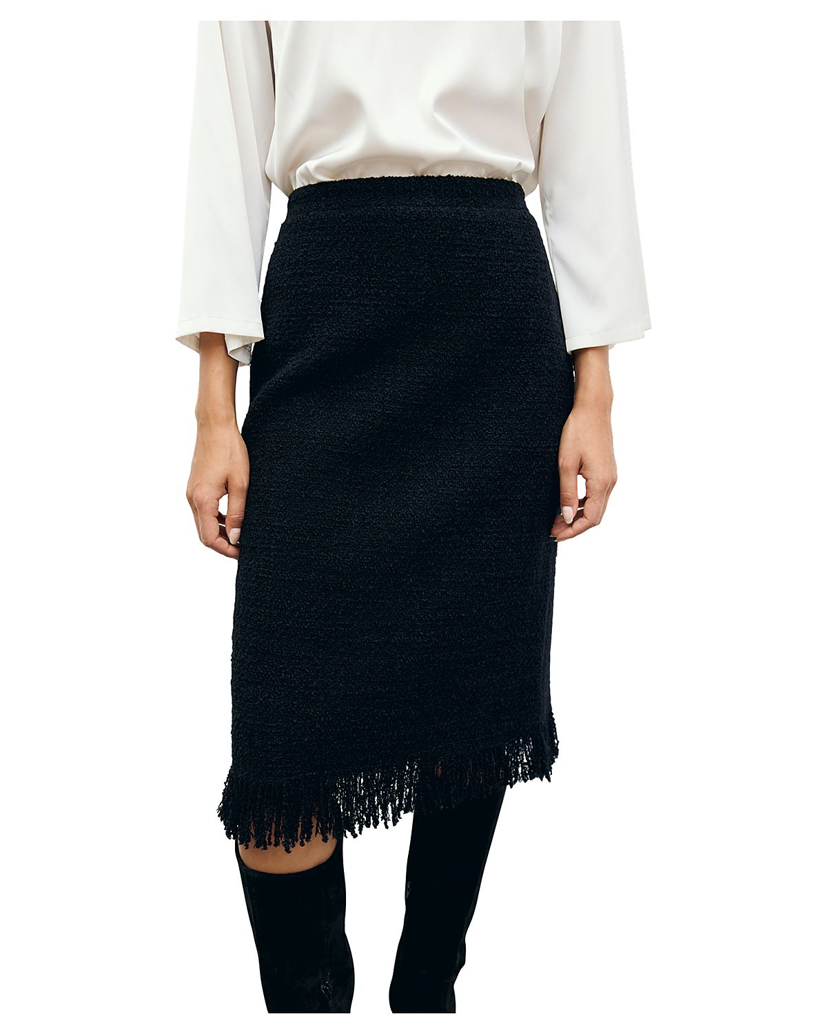 Gerard Darel Tess Fringe Trim Skirt