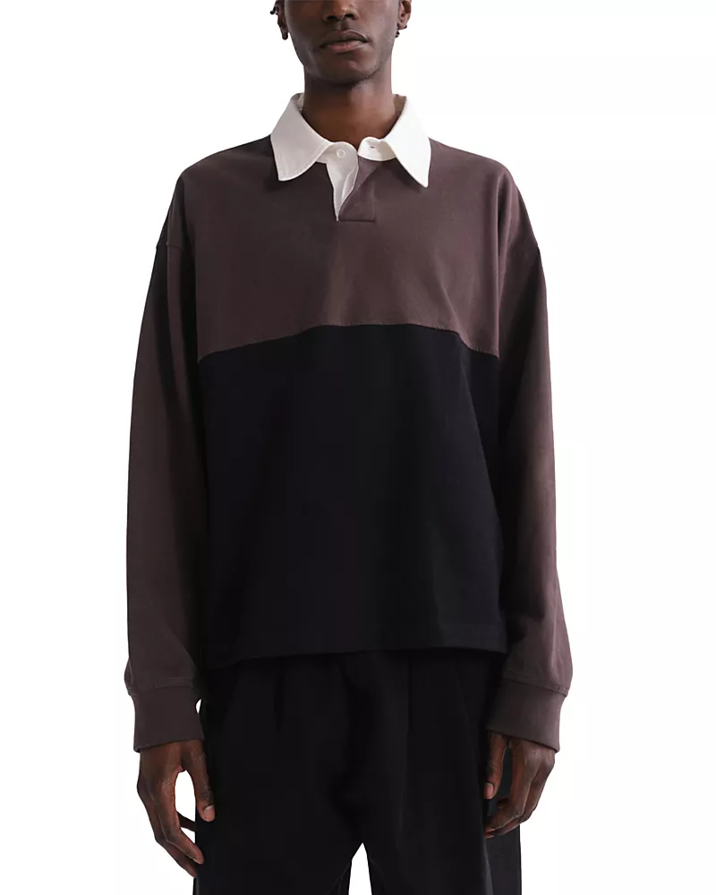 Agolde Cotton Bold Color Block Rugby Polo Shirt