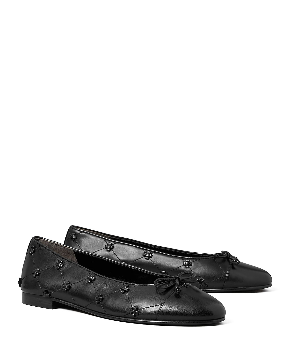 Tory Burch Women's Bunny Knot Cap Toe Leather Ballet Flats