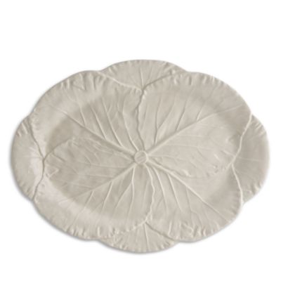 Cabbage Earthenware Beige Oval Platter 17"