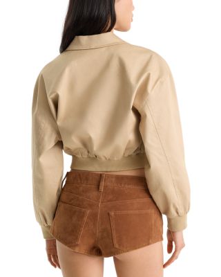 The Twill Cotton Stretch Cropped Bomber Jacket - thumbnail 3