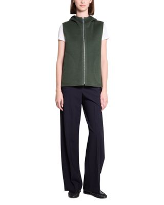 Wool Blend High Collar Zipper Vest