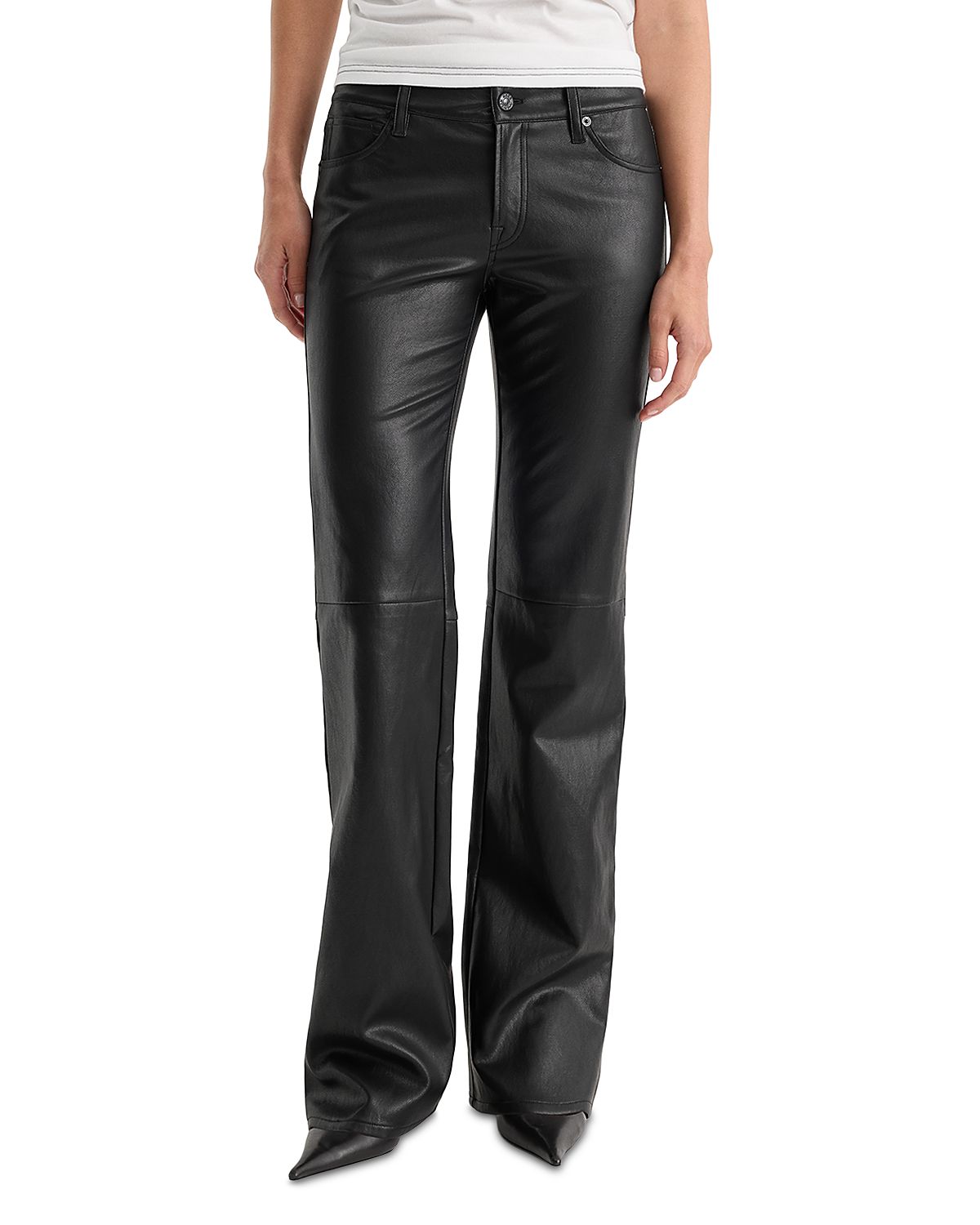 Good American Better Than Leather Faux Leather Low Rise Bootcut Jeans