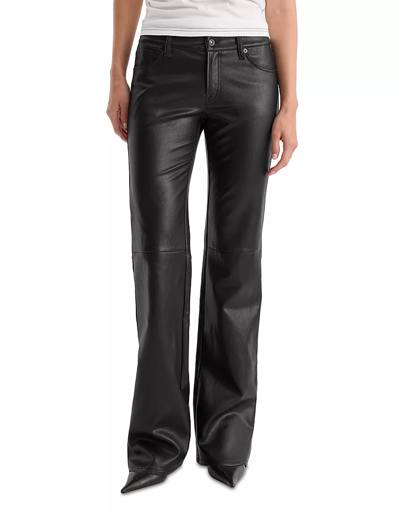 Good American Better Than Leather Faux Leather Low Rise Bootcut Jeans in Black