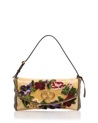 Crystal Trim Beaded Shoulder Bag