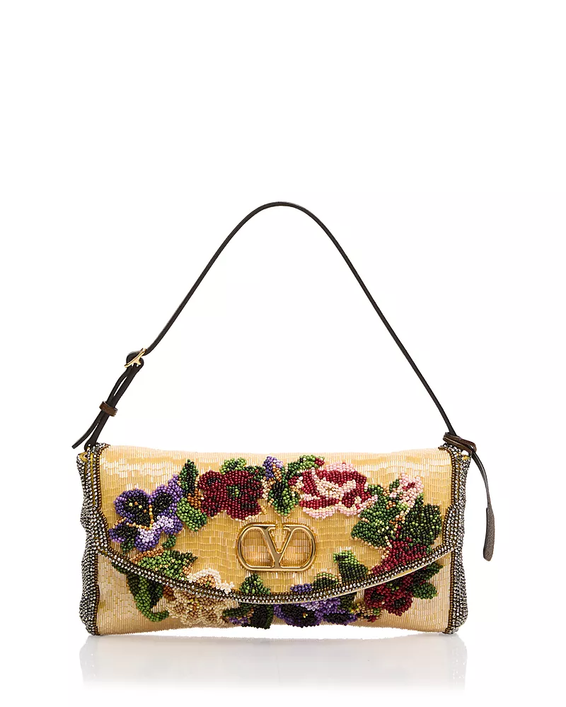 Valentino Garavani Crystal Trim Beaded Shoulder Bag