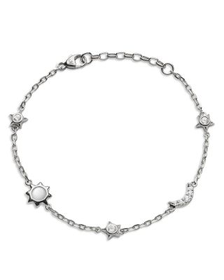 Sterling Silver White Sapphire & Moonstone Bracelet