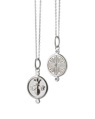 Sterling Silver White Sapphire Queen Bee Pendant Necklace, 18"