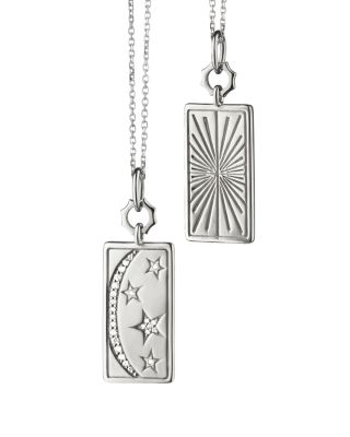 Sterling Silver White Sapphire Sun, Moon & Stars Medallion Necklace, 18"