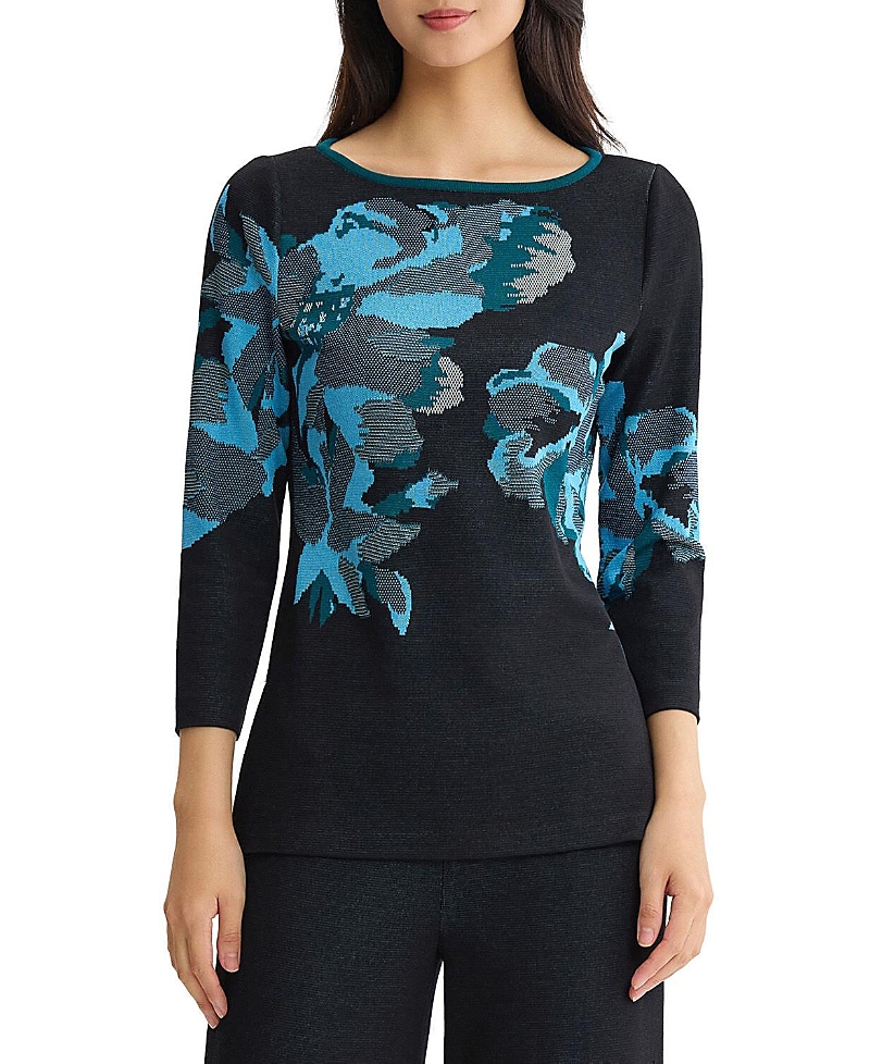 Ming Wang Floral Jacquard Soft Knit Tunic