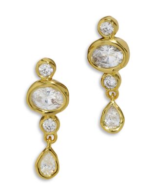 Asterales Cubic Zirconia Linear Drop Earrings 