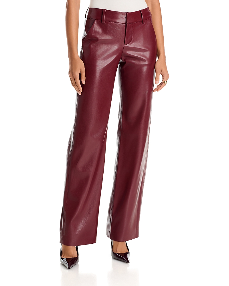 Alice and Olivia Alexander Mid Rise Faux Leather Trousers