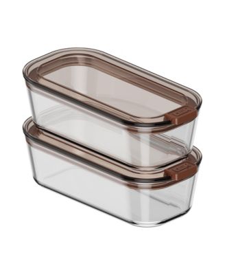  Stack Small Glass Food Storage Container, 2 Pack