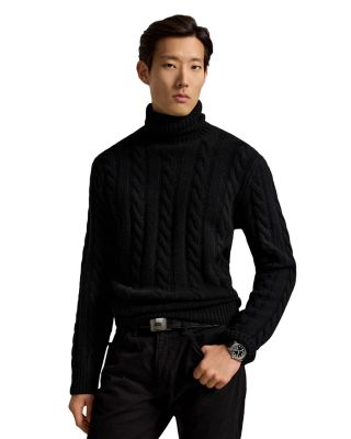 Cable Knit Wool Cashmere Turtleneck Sweater