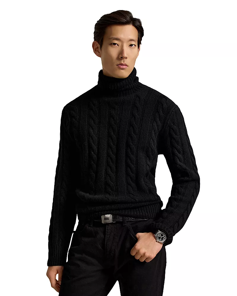 Polo Ralph Lauren Cable Knit Wool Cashmere Turtleneck Sweater
