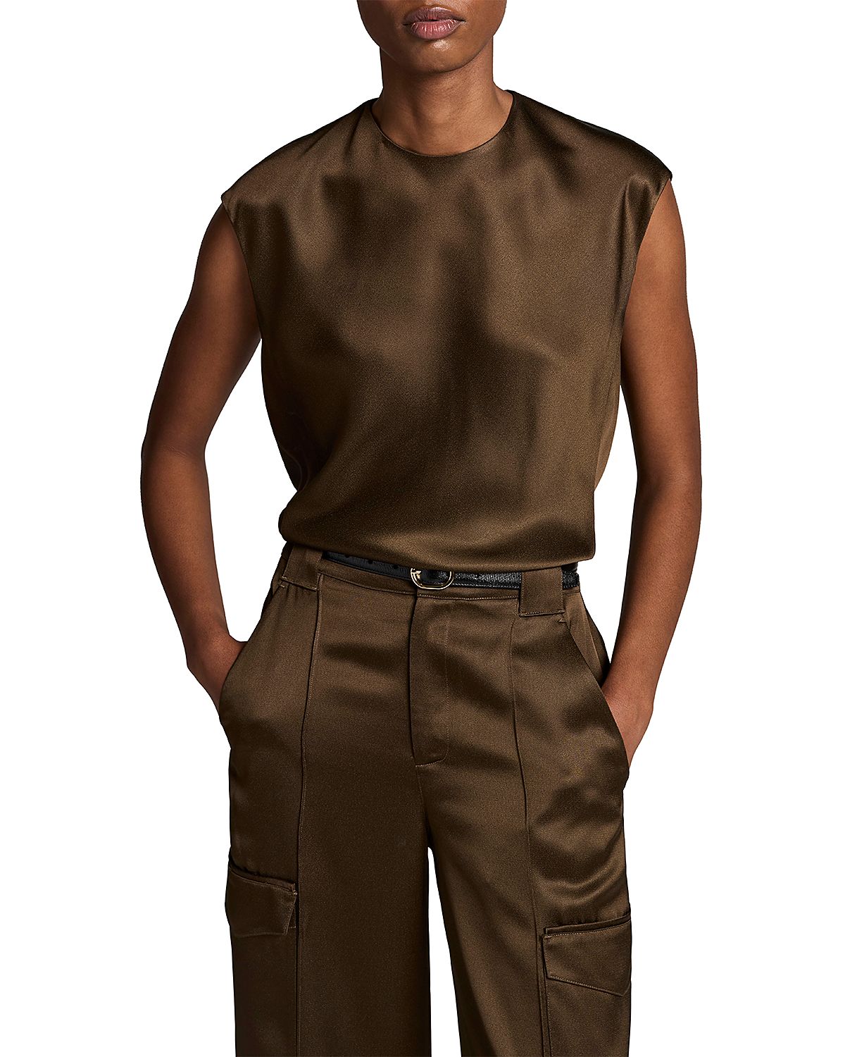 Vince Relaxed Cap Sleeve Satin Top