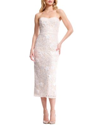  Shailene Strapless Sweetheart Lace Midi Dress