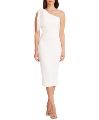  Tiffany One Shoulder Bow Midi Dress