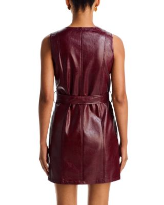 Faux Leather Belted Mini Dress - Exclusive - thumbnail 4