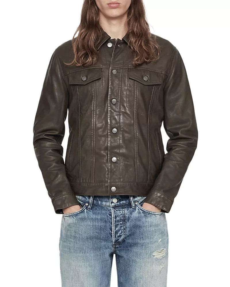 Allsaints Chaiyo Leather Trucker Jacket