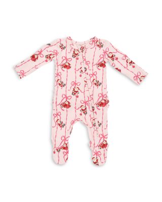 Girls' Bows & Santa 2 Way Ruffled Back Zipper Footie - Baby