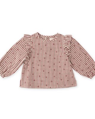 Girls' Printed Gingham Ruffled Cotton Top - Baby