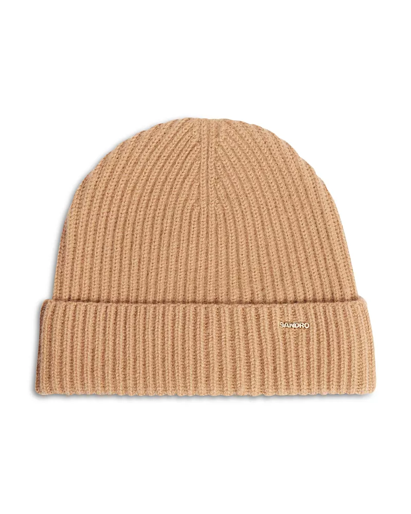 Sandro Ribbed Wool & Cashmere Beanie