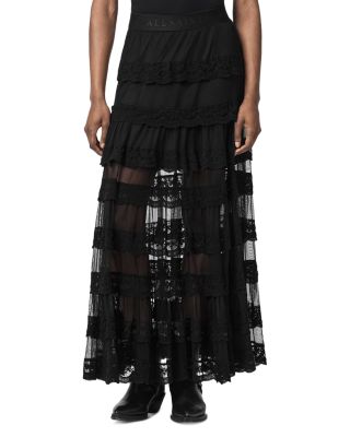 Allsaints Maggie Lace Trim Tiered Skirt