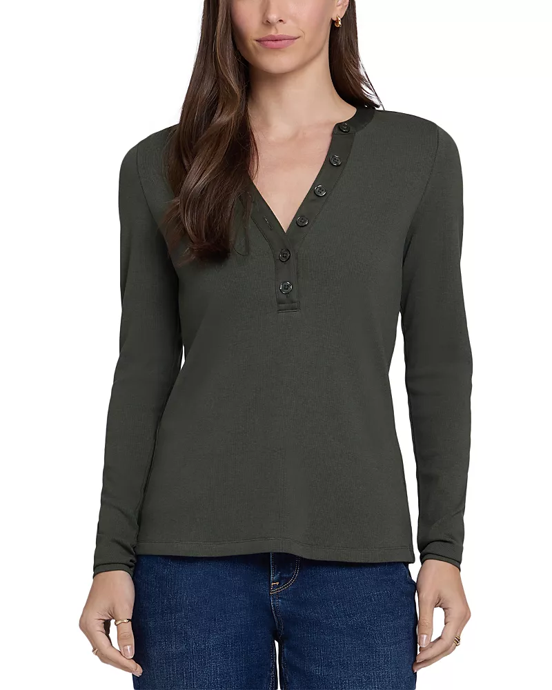 Nydj Emery Ribbed Henley Top
