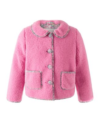 Girls' Shearling Floral Trim Jacket - Little Kid, Big Kid
