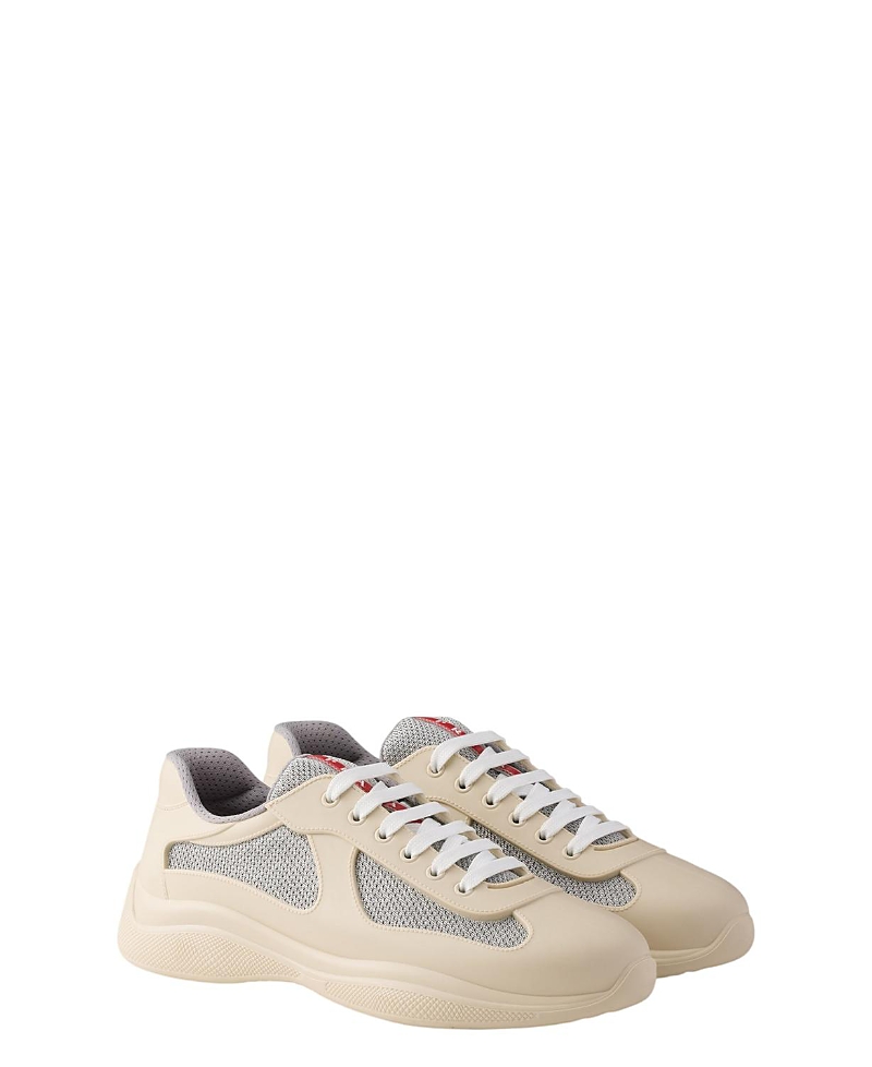 Prada Men's America's Cup Soft Rubber And Bike Fabric Sneakers in Neutral