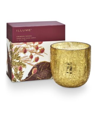  Crimson Woods Large Boxed Crackle Glass Candle, 21.5 oz.