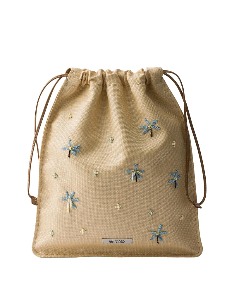 Prada Wish Embroidered Canvas Pouch