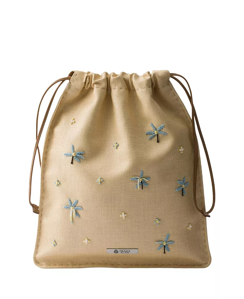 Prada Wish Embroidered Canvas Pouch