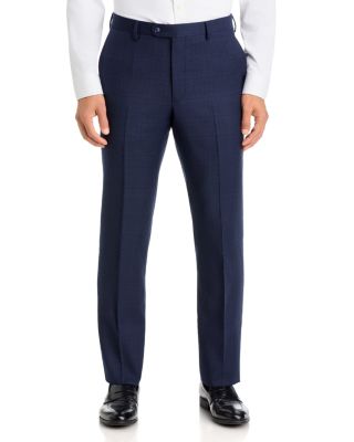 Slim Fit Windowpane Virgin Wool Suit Pants