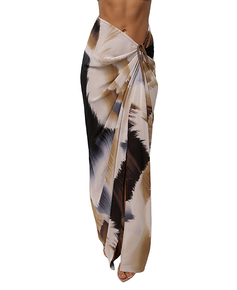 Jluxlabel Abstract Noelia Printed Skirt In Brown