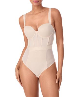 Dkny Sheers Cupped Strapless Mesh Panel Bodysuit