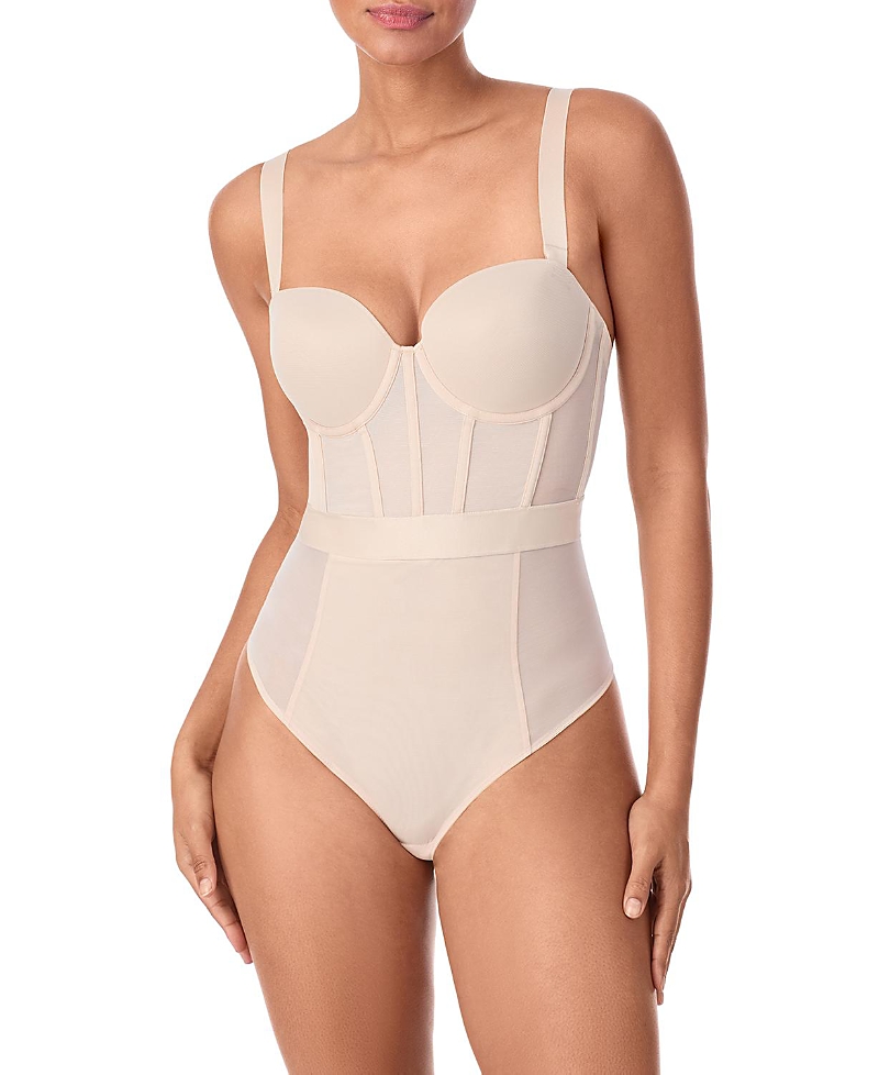 Dkny Sheers Cupped Strapless Mesh Panel Bodysuit