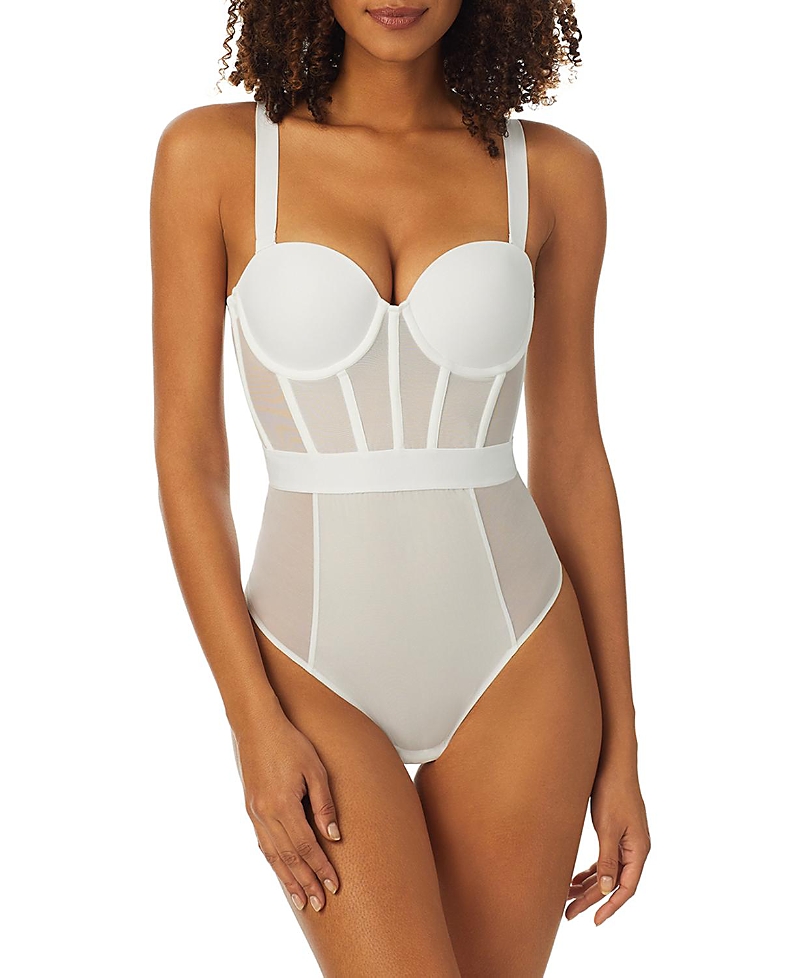 Dkny Sheers Cupped Strapless Mesh Panel Bodysuit